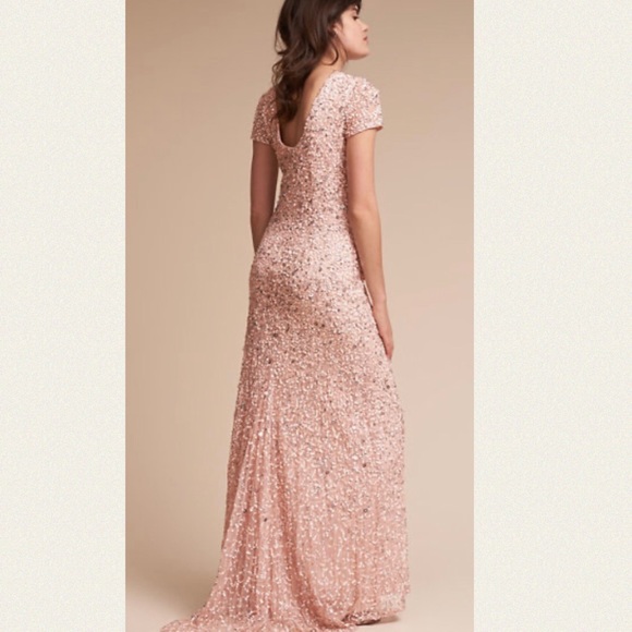 Adrianna Papell x BHLDN Lucent 0 / XS Pink Allover Sequins Maxi Gown - Picture 5 of 12